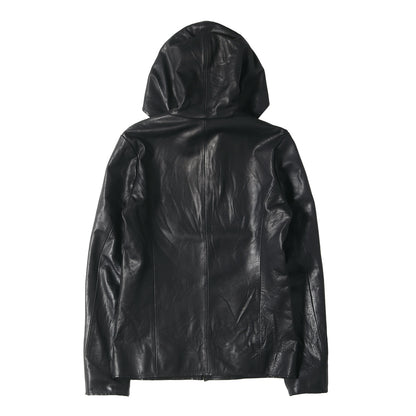 フーデッド レザー ダブルジップ ブルゾン (big hooded 297 lc01) / MADE IN JAPAN