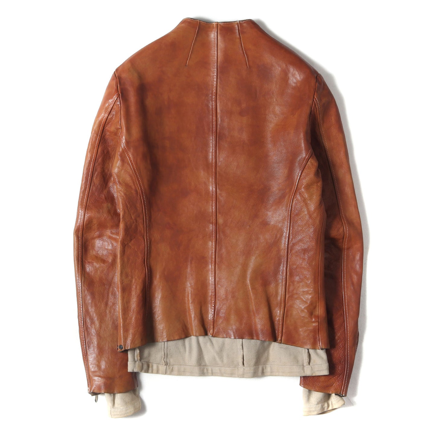 カーフレザー ダブルジップ シングル ライダース ジャケット