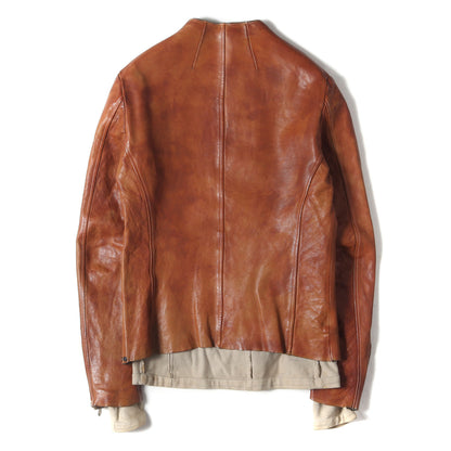 カーフレザー ダブルジップ シングル ライダース ジャケット