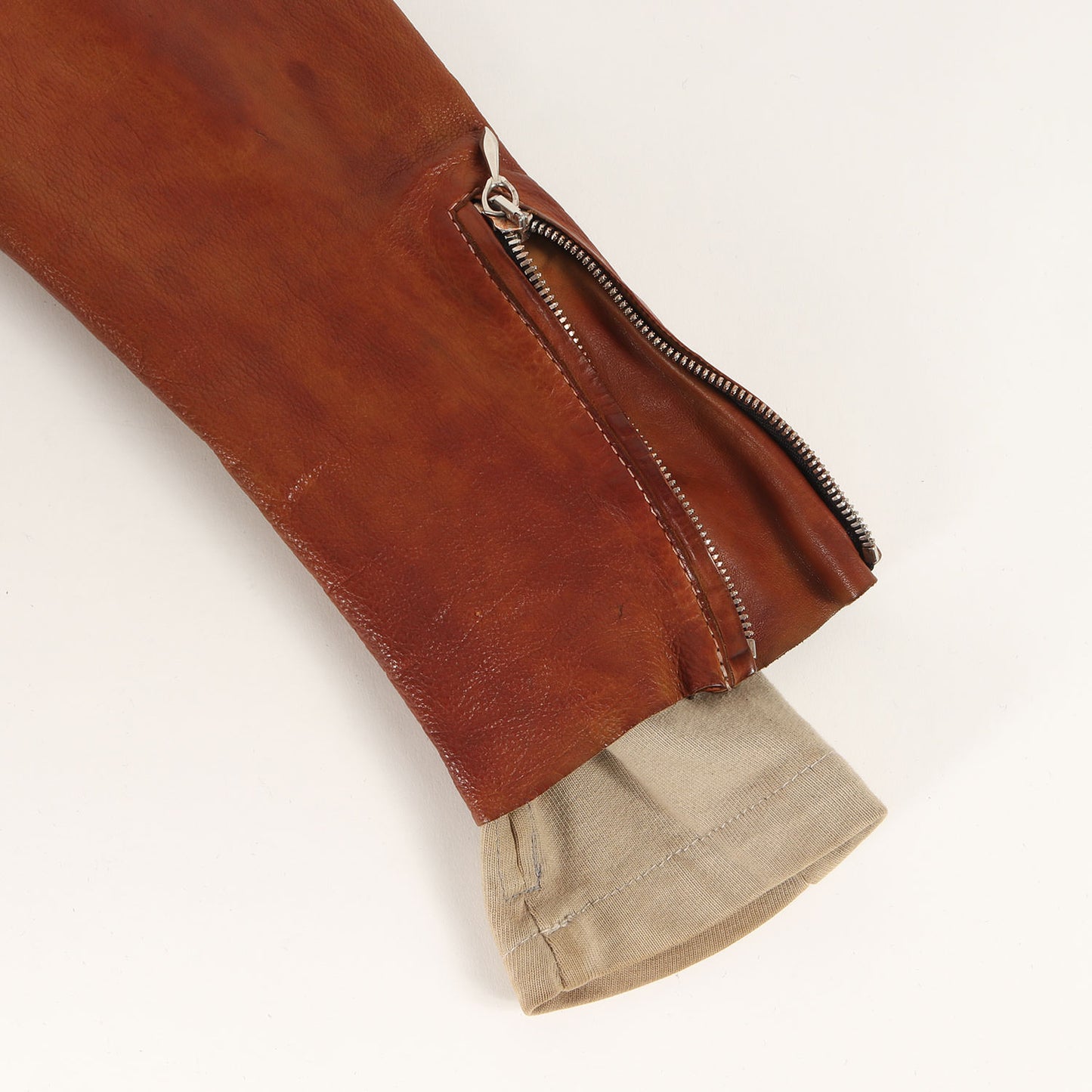 カーフレザー ダブルジップ シングル ライダース ジャケット