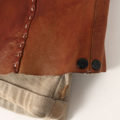 カーフレザー ダブルジップ シングル ライダース ジャケット