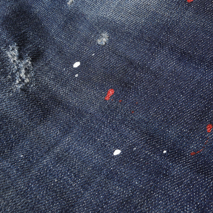 ペイント加工 ストレッチ ボタンフライ デニム パンツ (Hockney jean S74LA0695 S30342)