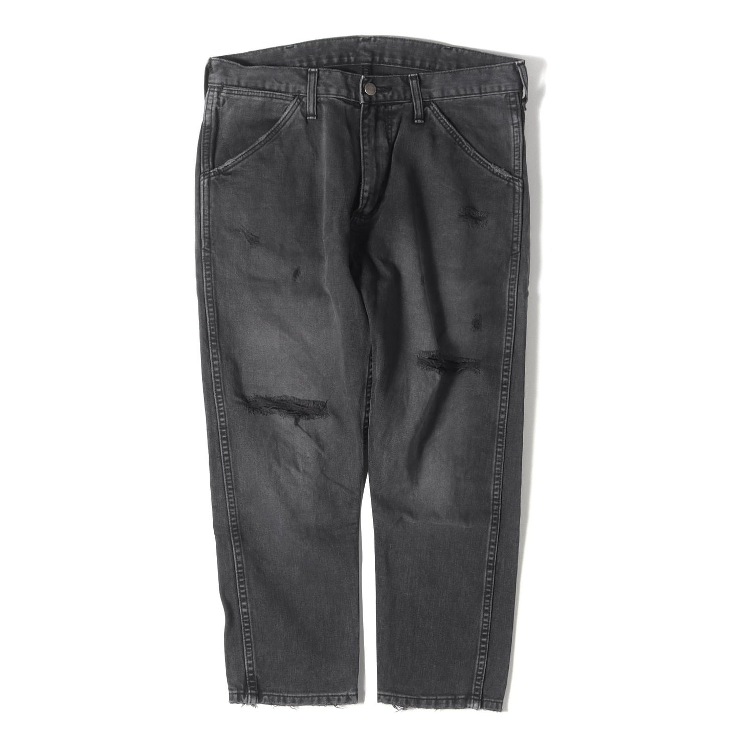 × Wrangler ヴィンテージ加工 クロップド ブラック デニムパンツ / ジーンズ コラボ カジュアル ラグジュアリー ラグカジ
