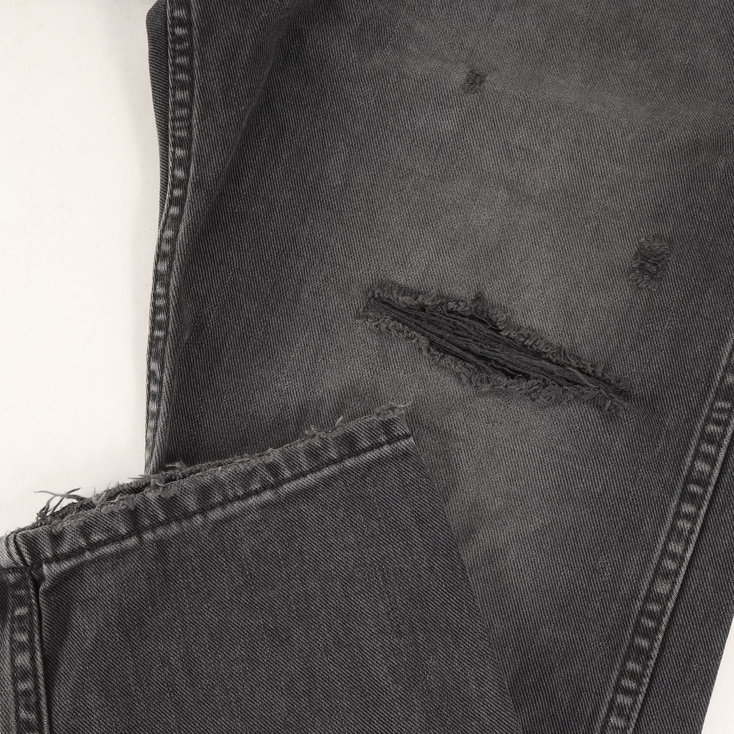 × Wrangler ヴィンテージ加工 クロップド ブラック デニムパンツ / ジーンズ コラボ カジュアル ラグジュアリー ラグカジ