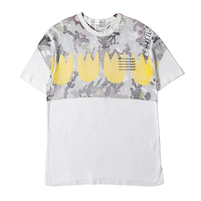 90s ワンポイント 5段 ロゴ 裏刷り フラワー カモフラージュ バインダーネック Tシャツ
