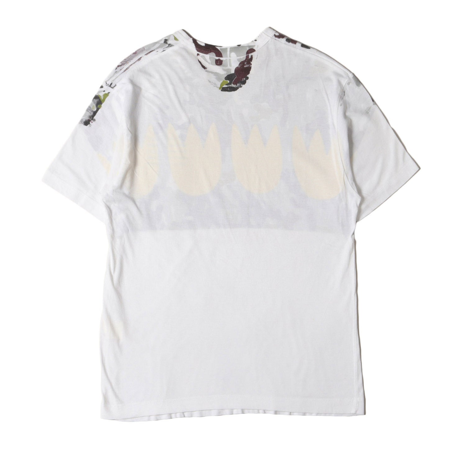 90s ワンポイント 5段 ロゴ 裏刷り フラワー カモフラージュ バインダーネック Tシャツ