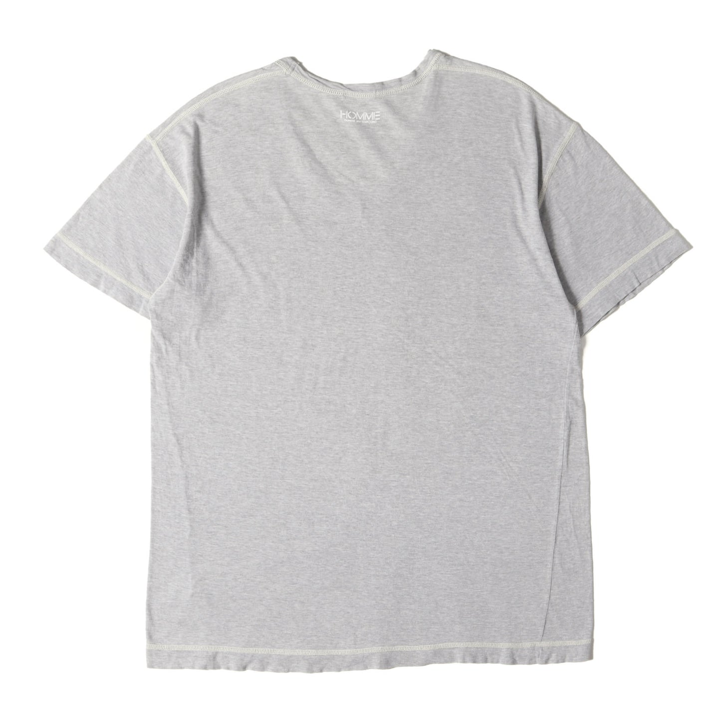 デカオム バックネック ロゴ チェーンステッチ ディープ Vネック Tシャツ