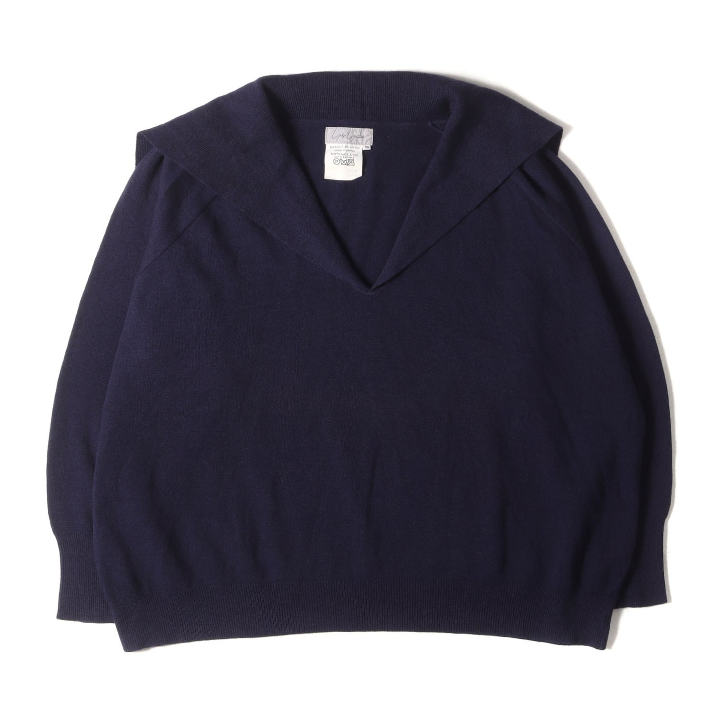 70s - 80s 丸文字タグ セーラーカラー ラグラン Vネック ウールナイロン ニット / FEMME