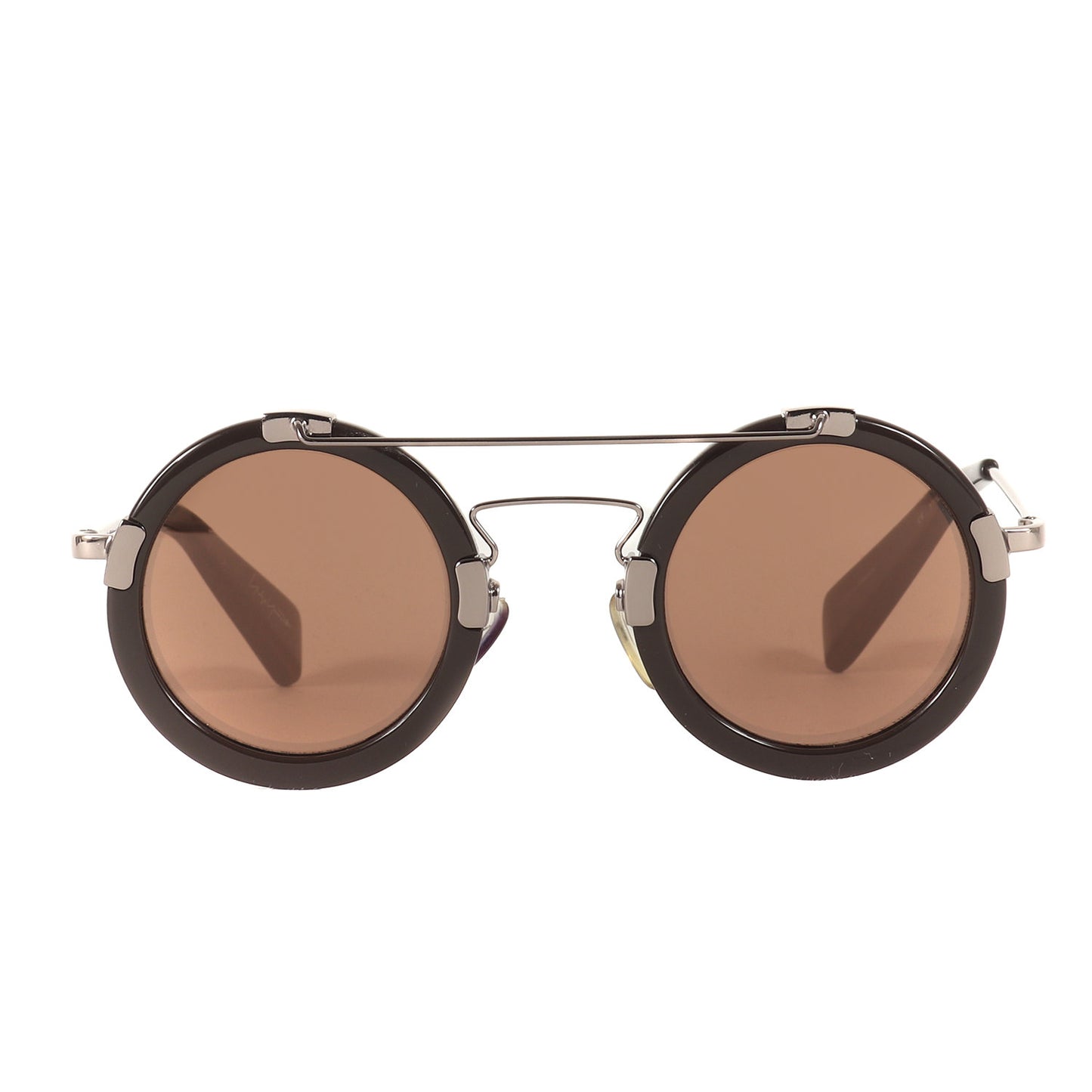 ラウンド メタル アセテート コンビ ブリッジ サングラス (YY5006) / MADE IN FRANCE