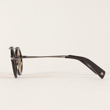 ラウンド メタル アセテート コンビ ブリッジ サングラス (YY5006) / MADE IN FRANCE