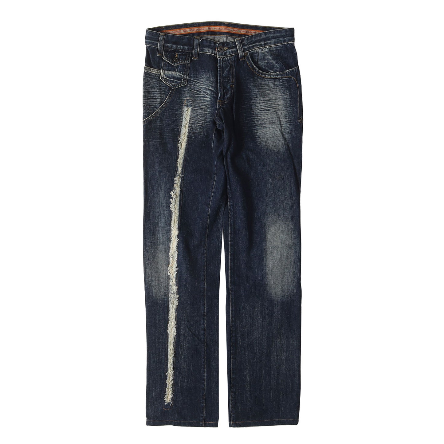 00s バック ガール プリント 切替 ローライズ デニム パンツ / ボタンフライ