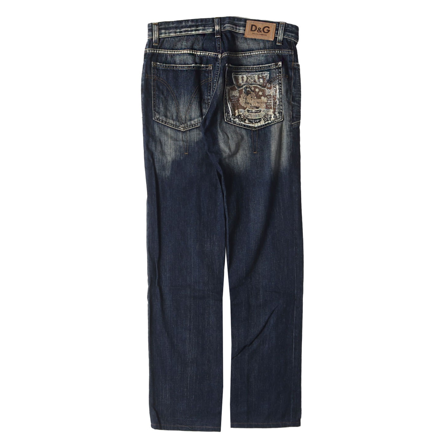 00s バック ガール プリント 切替 ローライズ デニム パンツ / ボタンフライ