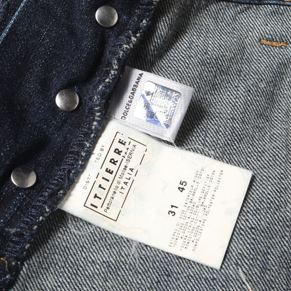 00s バック ガール プリント 切替 ローライズ デニム パンツ / ボタンフライ