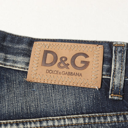 00s バック ガール プリント 切替 ローライズ デニム パンツ / ボタンフライ