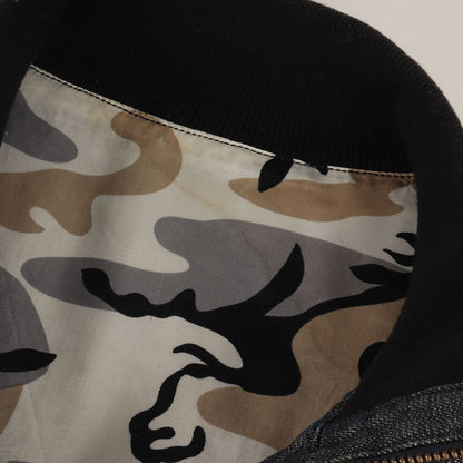 スカル 刺繍 スラブ デニム ダブルジップ トラックジャケット