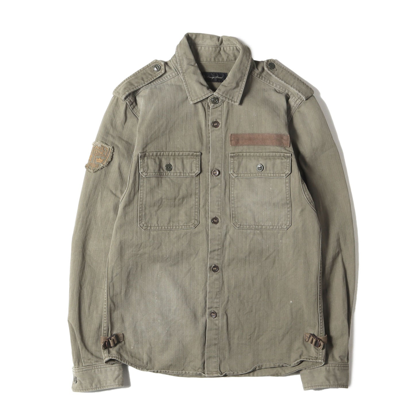 ペイント加工 ヘリンボーン ミリタリー シャツ