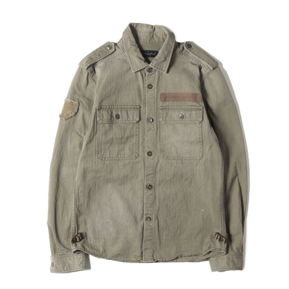 ペイント加工 ヘリンボーン ミリタリー シャツ