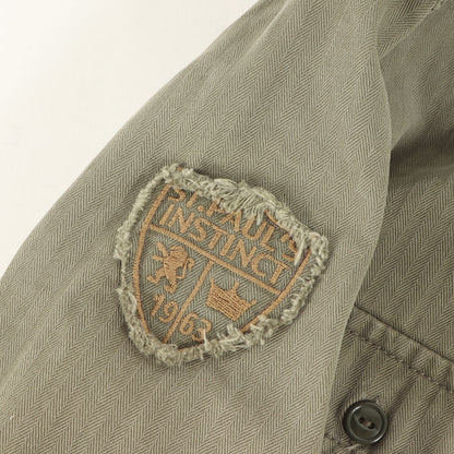 ペイント加工 ヘリンボーン ミリタリー シャツ