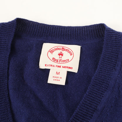 Vネック エクストラファインメリノ ウール ハイゲージ ニット / Red Fleece