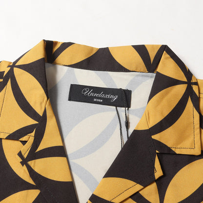 ビッグシルエット 総柄 開襟 アロハ シャツ (YAM-1)