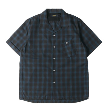 オンブレチェック オープンカラー 半袖シャツ