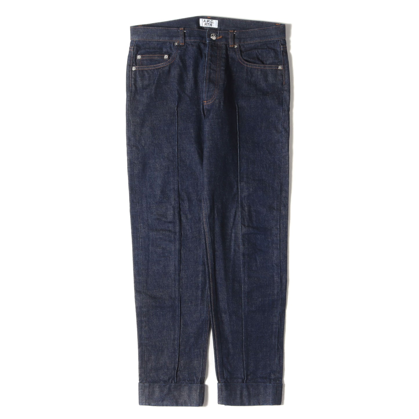 × RTH センタープレス ロールアップ ヘム セルビッジ リジッド デニム パンツ (24204-1-64331) / ボタンフライ