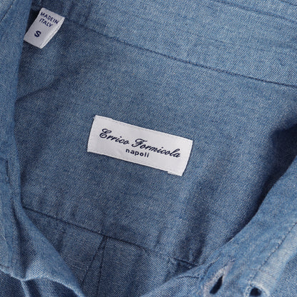 ダンガリー ボタンダウン 半袖 ドレス シャツ (GKG-11370-A) / MADE IN ITALY