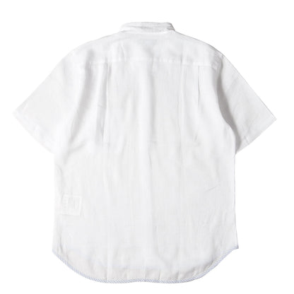 ヘムストライプ テープ リネン ボタンダウン 半袖 ドレス シャツ (HC-B036) / AD2008