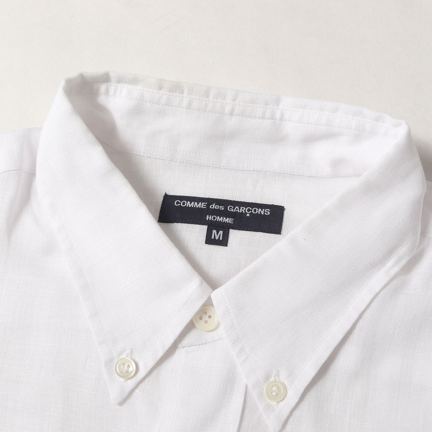 ヘムストライプ テープ リネン ボタンダウン 半袖 ドレス シャツ (HC-B036) / AD2008