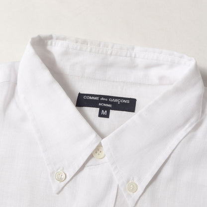 ヘムストライプ テープ リネン ボタンダウン 半袖 ドレス シャツ (HC-B036) / AD2008