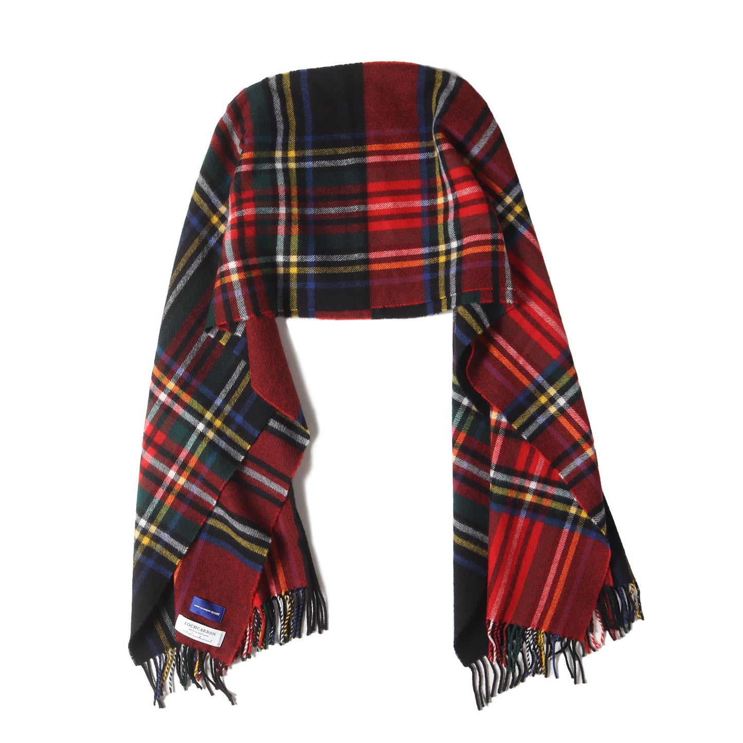 × LOCHCARRON タータンチェック ニット フリンジ マフラー ポンチョ (W28200) / MADE IN SCOTLAND