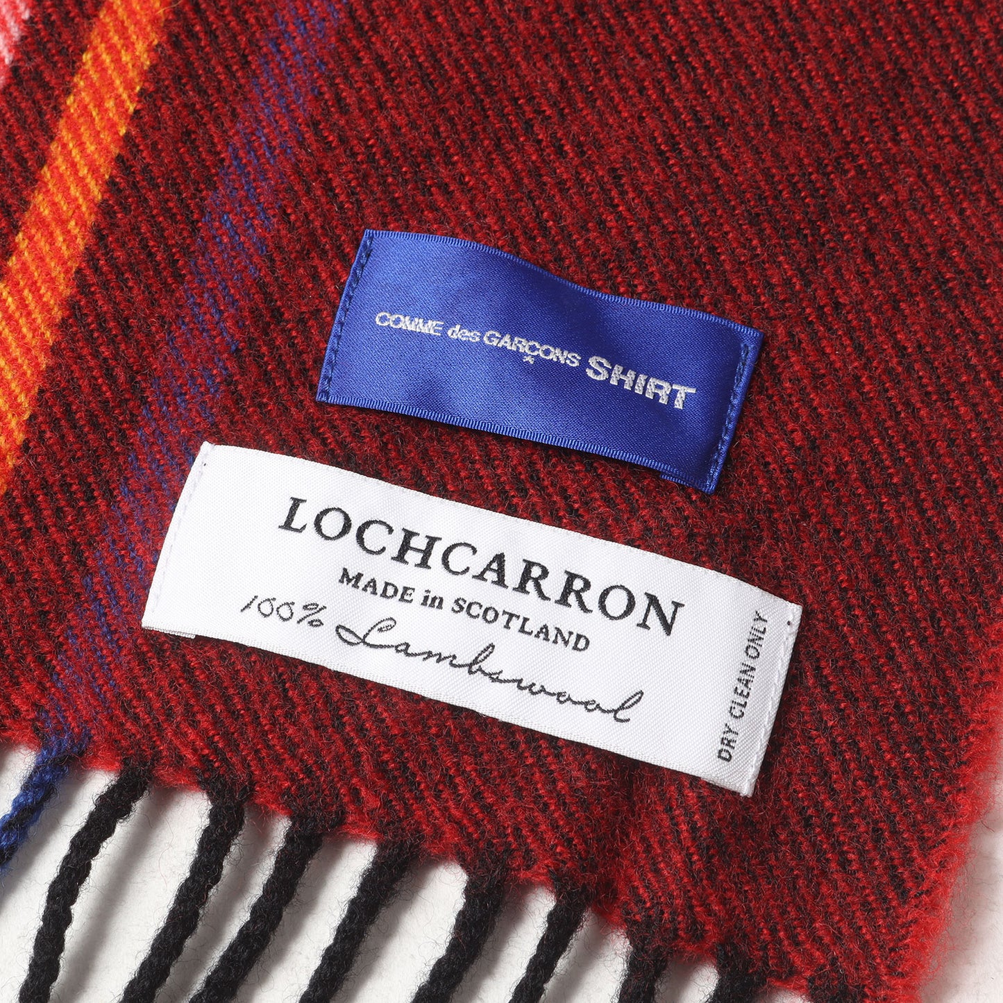 × LOCHCARRON タータンチェック ニット フリンジ マフラー ポンチョ (W28200) / MADE IN SCOTLAND