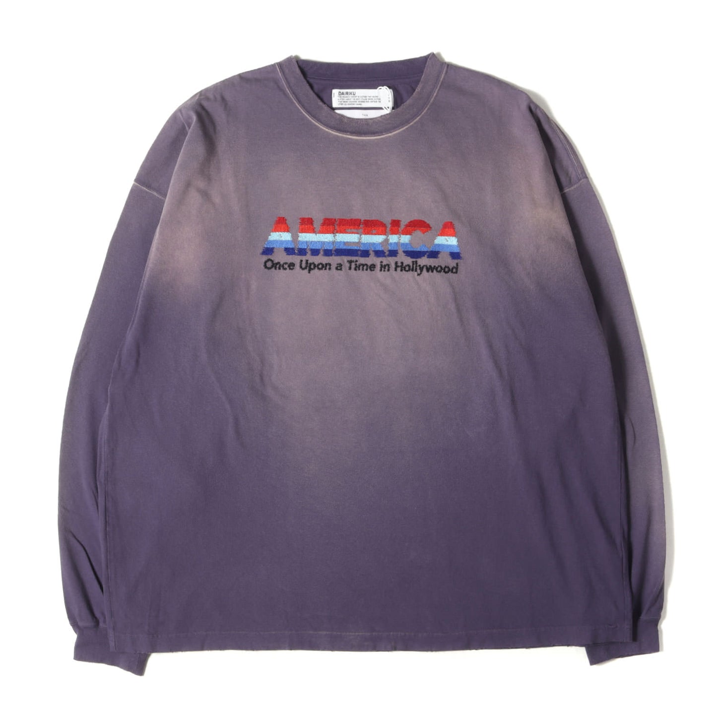 24SS ロゴ 刺繍 ロングスリーブ Tシャツ (AMERICA Vintage Sunburn Tee Navy 24SS C-4)