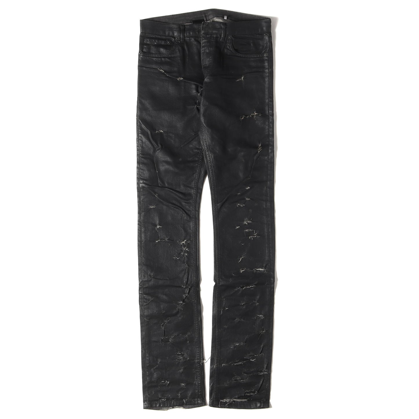 04SS STRIP期 デストロイ コーティング デニム スキニー パンツ (4EH1018686) / ボタンフライ