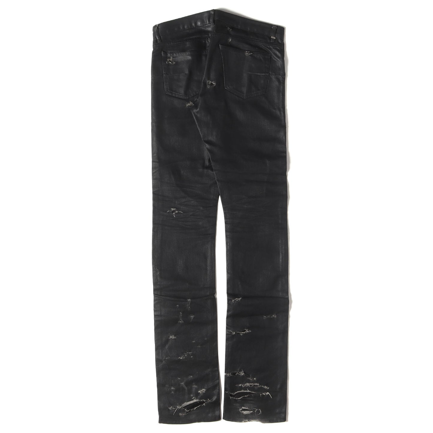 04SS STRIP期 デストロイ コーティング デニム スキニー パンツ (4EH1018686) / ボタンフライ