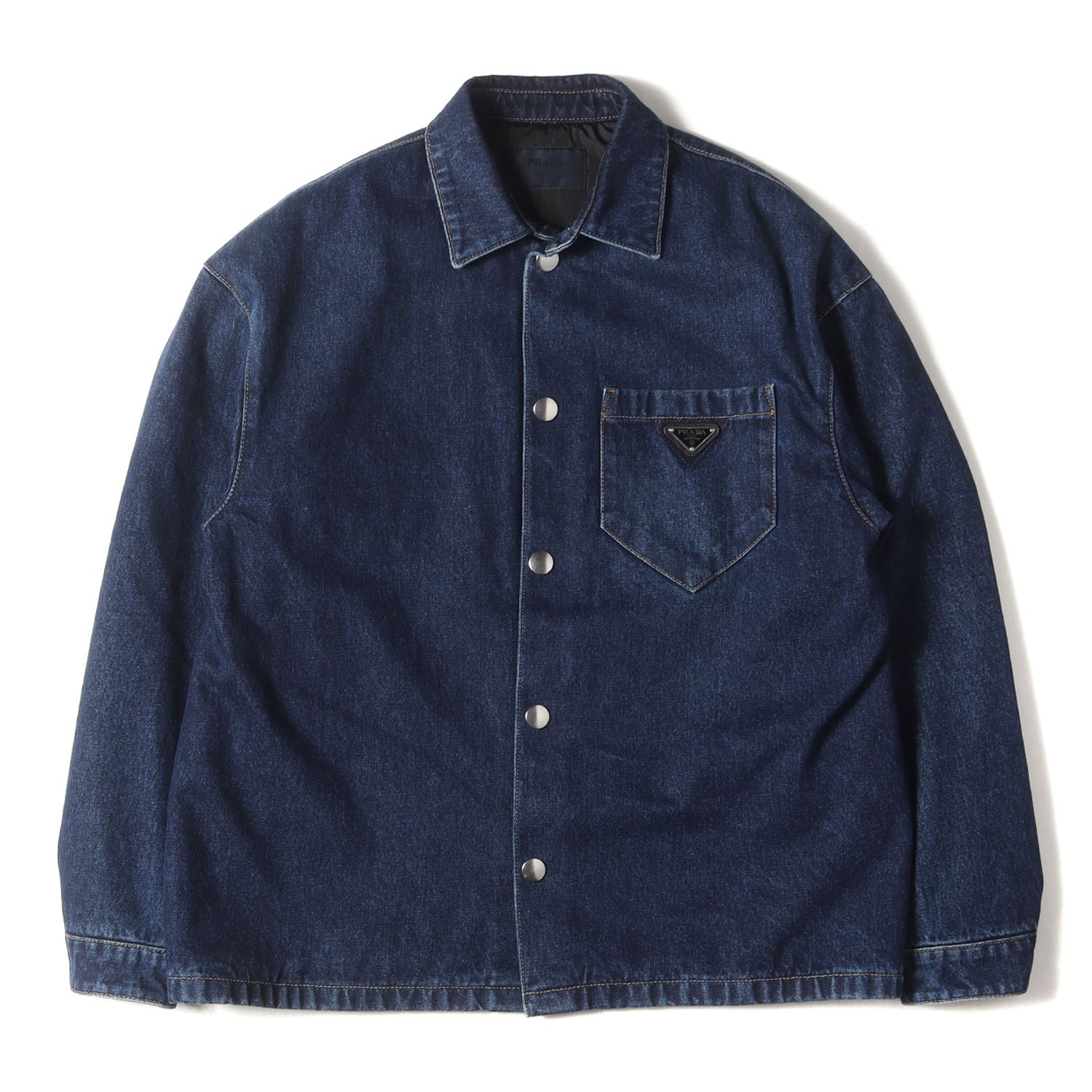 PRADA (プラダ) トライアングルロゴ プレート パテッド デニム シャツ (Padded Denim Shirt GEC071 S212 /  2023年製) – ブランド古着の通販・買取 | BEEGLE by Boo-Bee