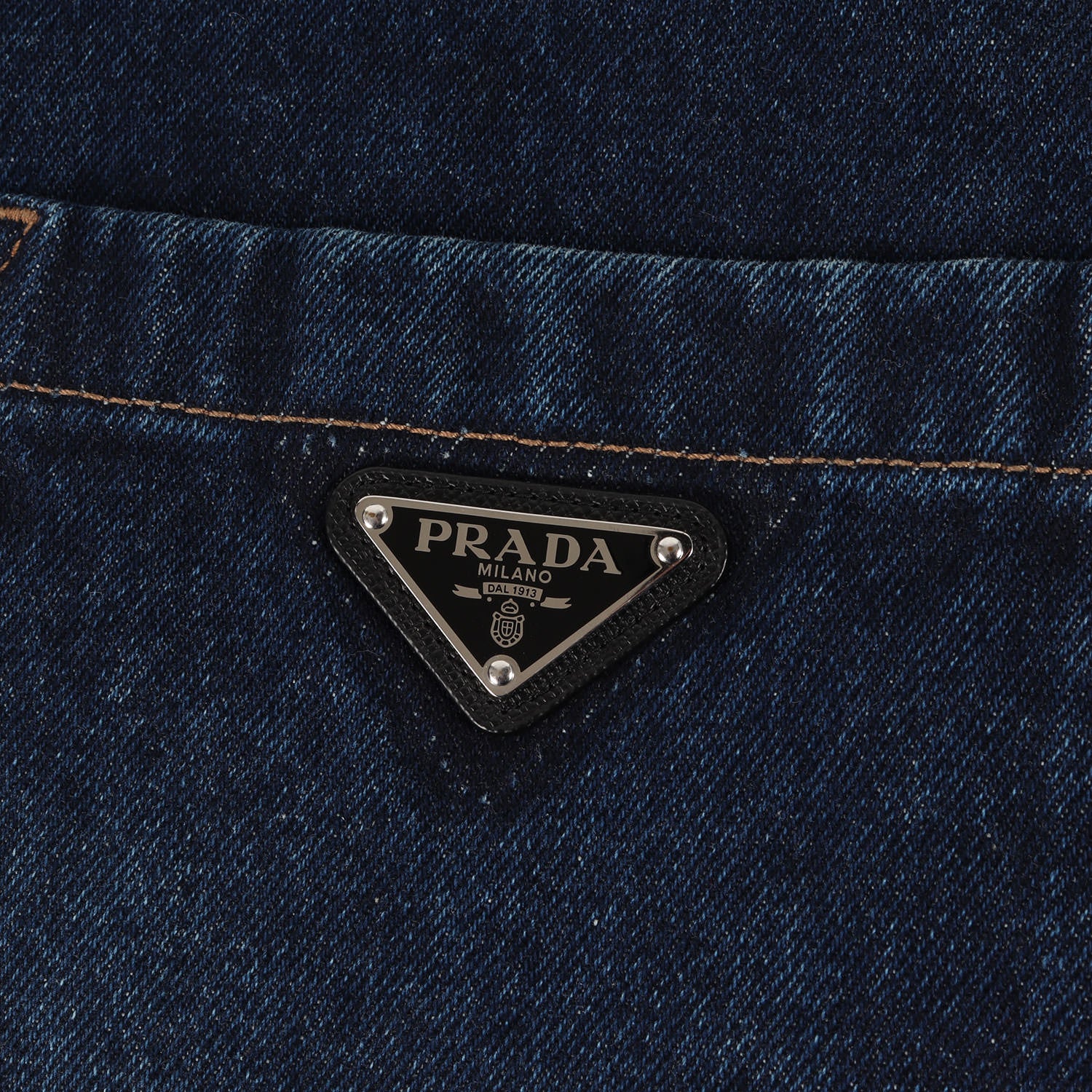 PRADA (プラダ) トライアングルロゴ プレート パテッド デニム シャツ 