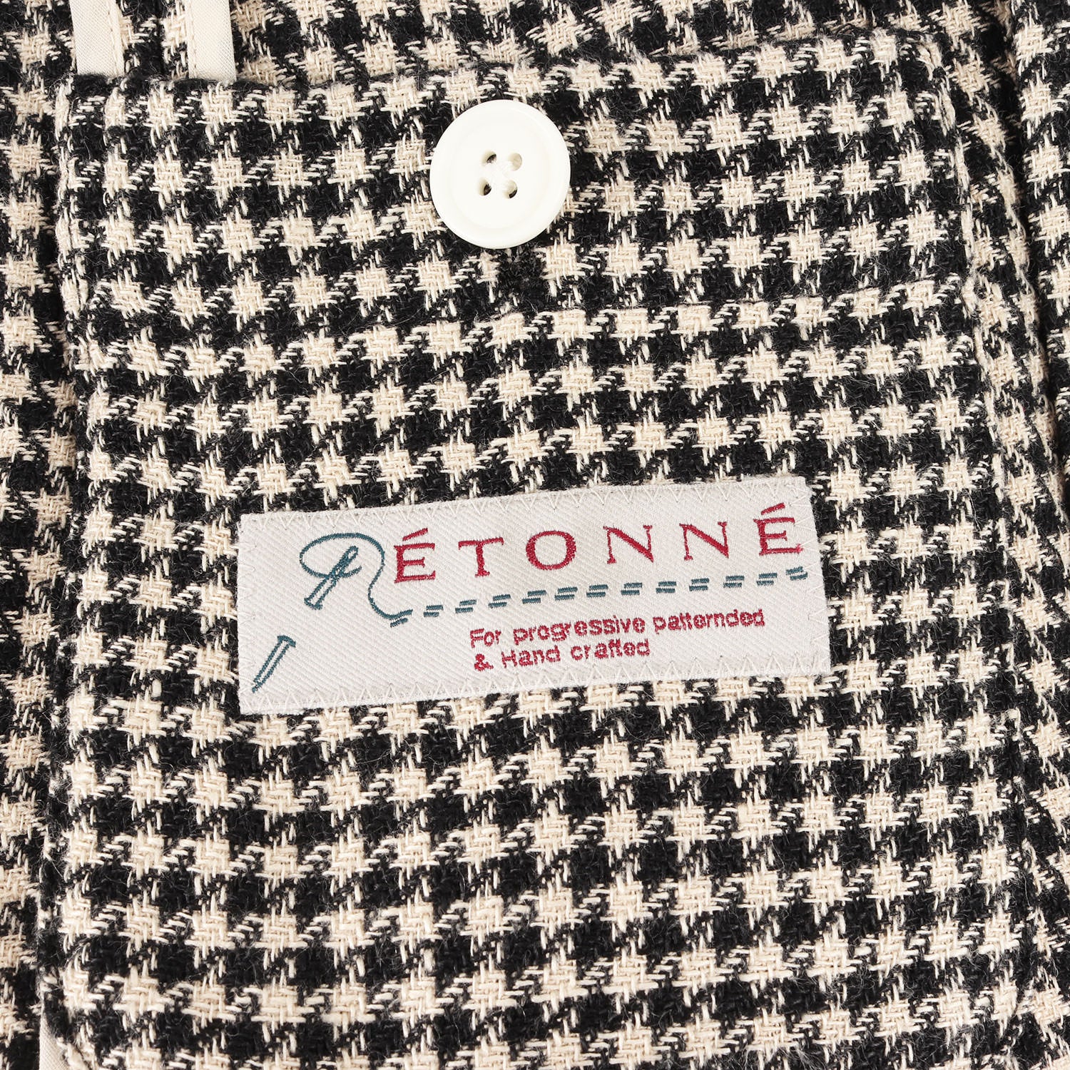 ETONNE エトネ ジャケット サイズ:L ハウンドトゥース ワイドラペル 段返り3B テーラードジャケット (AJSUE2040) ホワイト ブラック 白黒 アウター ブレザー 上着【メンズ】【中古】 ETONNE (エトネ) ハウンドトゥース ワイドラペル 段返り3B テーラード