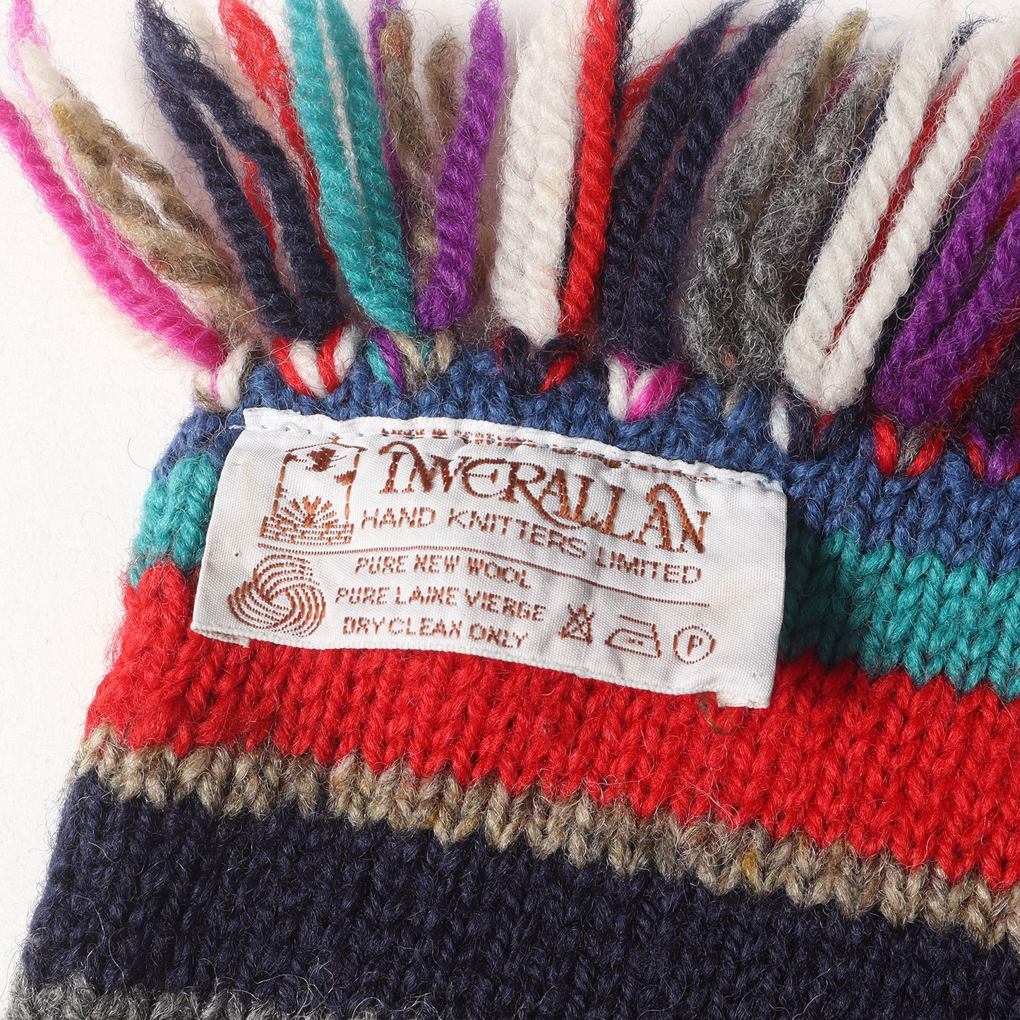 マルチボーダー ネップ混 ローゲージ ニット フリンジ マフラー / MADE IN SCOTLAND