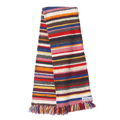 × SHIPS マルチボーダー ネップ混 ローゲージ ニット フリンジ マフラー / MADE IN SCOTLAND