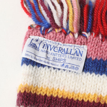 × SHIPS マルチボーダー ネップ混 ローゲージ ニット フリンジ マフラー / MADE IN SCOTLAND