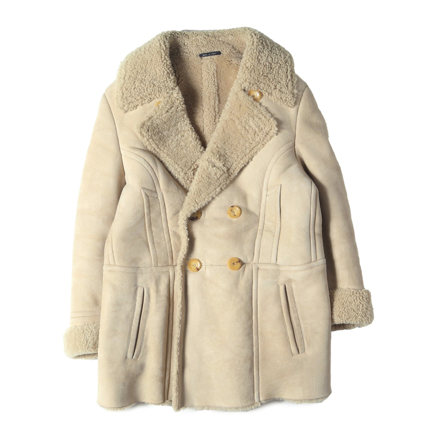 GUCCI (グッチ) ラム ムートン レザー ダブルブレスト コート  