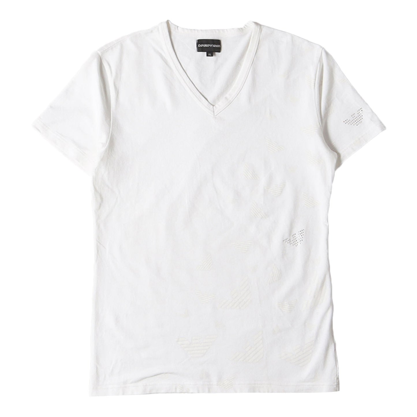 ラインストーン イーグル ストレッチ Vネック Tシャツ / MADE IN JAPAN