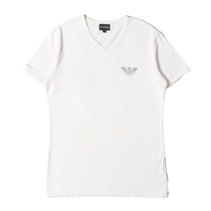 ワンポイント ラインストーン イーグルマーク ストレッチ Vネック Tシャツ / MADE IN JAPAN
