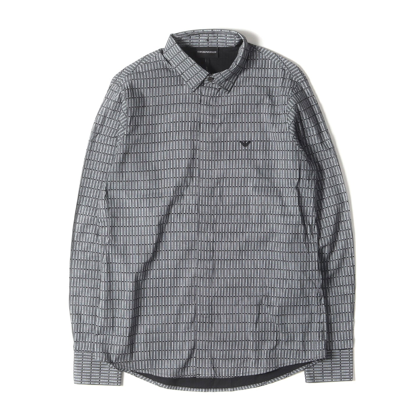 2WAYカラー ロゴ総柄 ストレッチ 比翼ボタンシャツ(SLIM FIT)