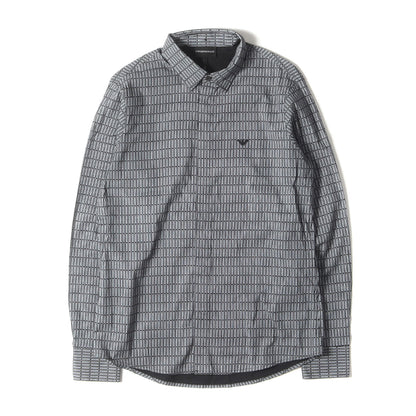 2WAYカラー ロゴ総柄 ストレッチ 比翼ボタンシャツ(SLIM FIT)