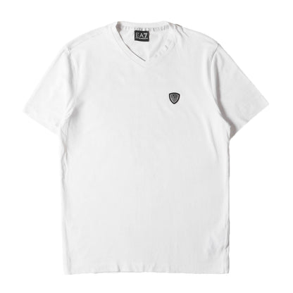 EA7 エンブレムワッペン付き ストレッチ Vネック Tシャツ