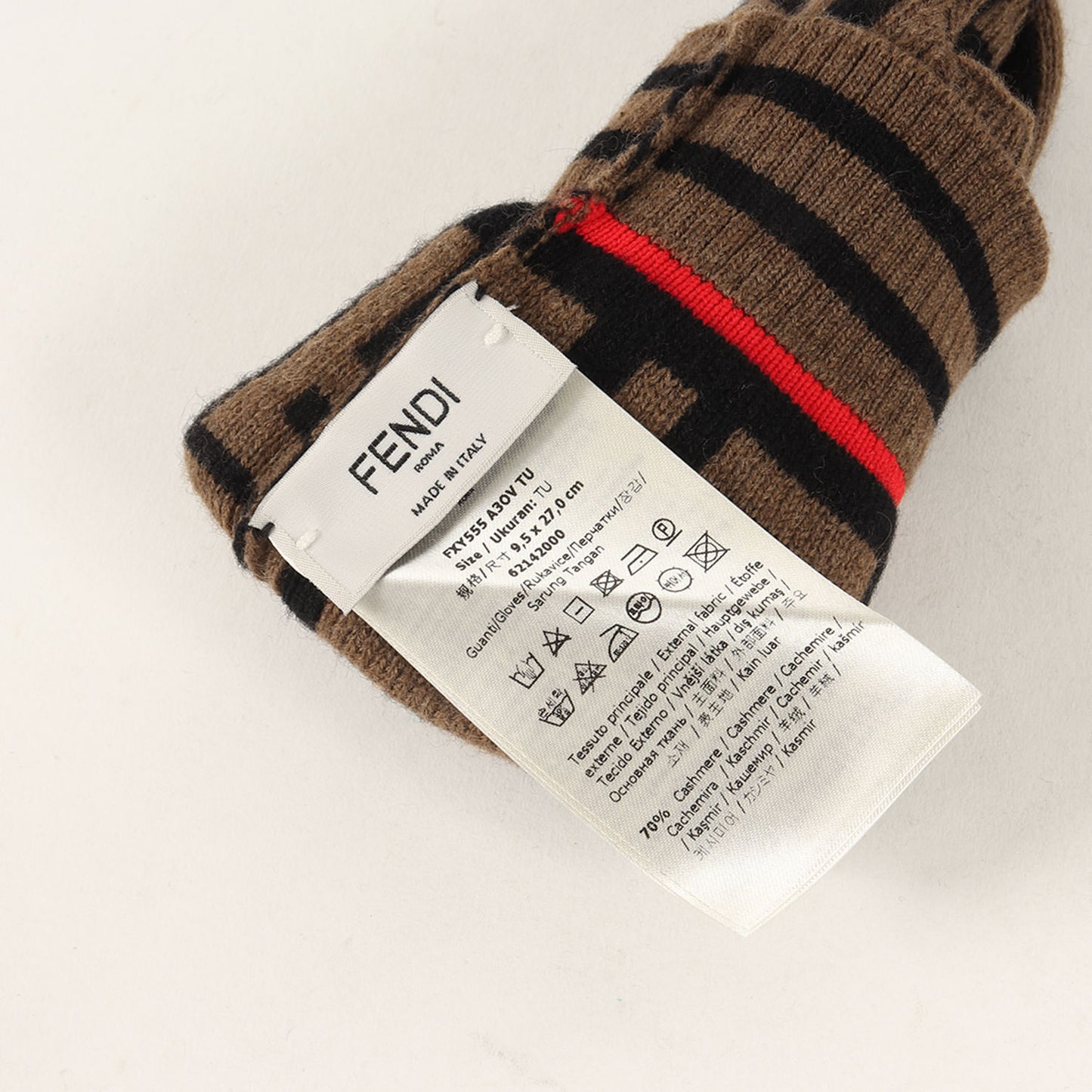 ズッカ柄 カシミア ウール ニット グローブ