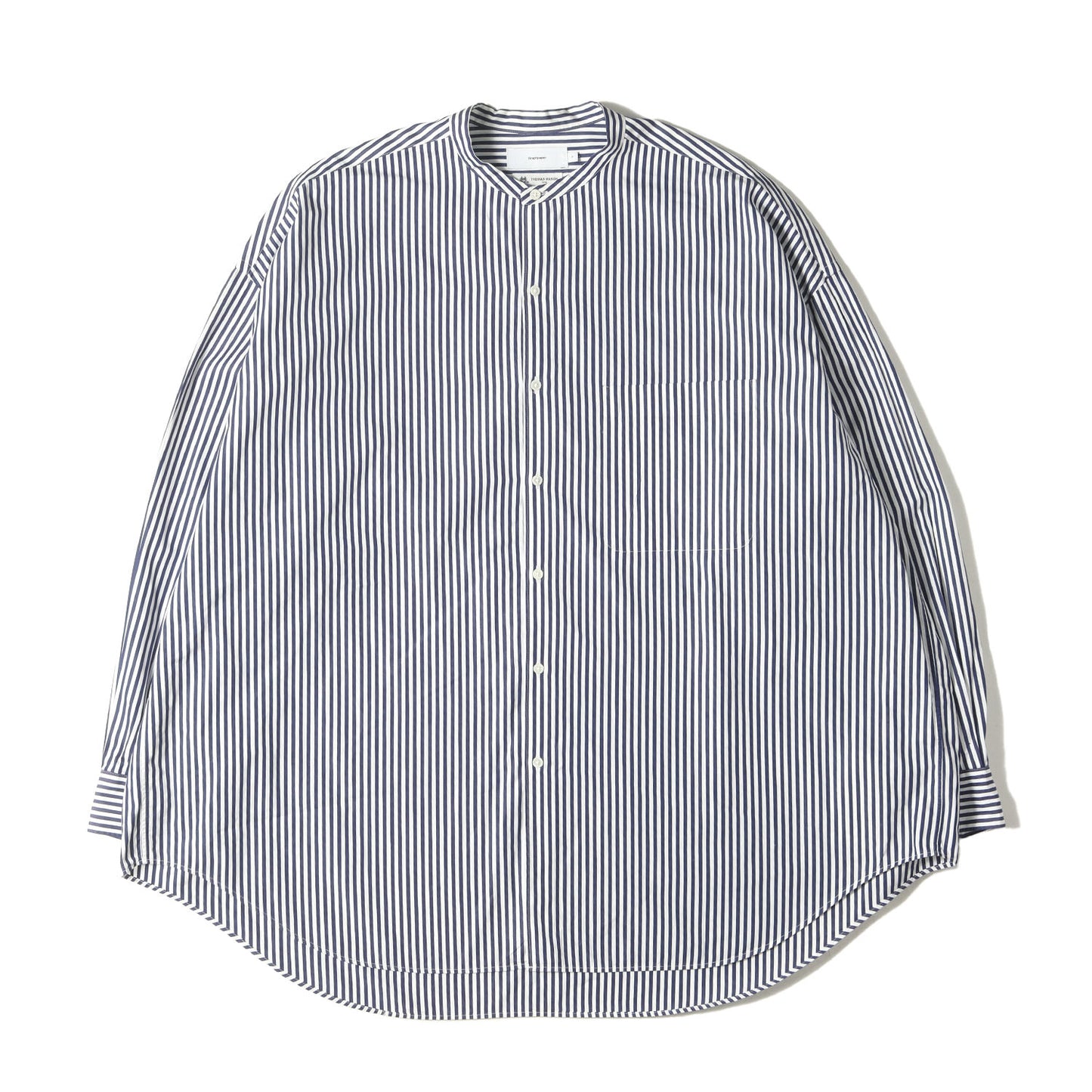 × THOMASMASON ストライプ バンドカラー ブロード シャツ (BROAD OVERSIZED L/S GM214-50036)
