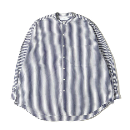 × THOMASMASON ストライプ バンドカラー ブロード シャツ (BROAD OVERSIZED L/S GM214-50036)